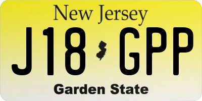 NJ license plate J18GPP