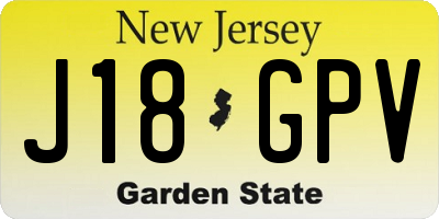 NJ license plate J18GPV