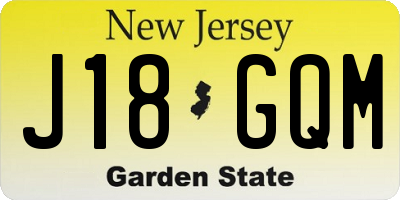 NJ license plate J18GQM