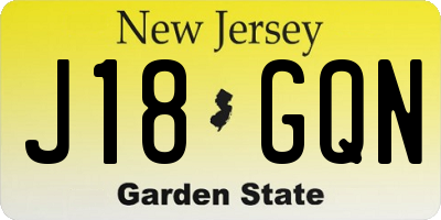 NJ license plate J18GQN