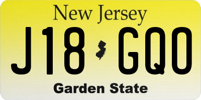 NJ license plate J18GQO