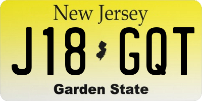 NJ license plate J18GQT