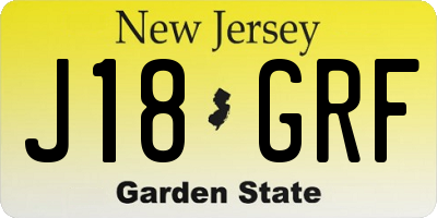NJ license plate J18GRF