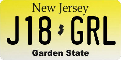 NJ license plate J18GRL
