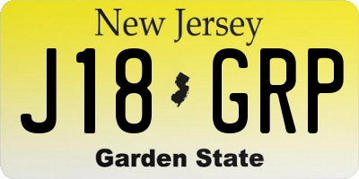 NJ license plate J18GRP