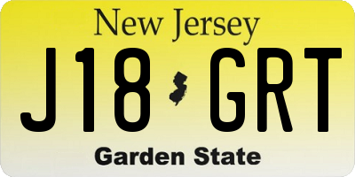 NJ license plate J18GRT