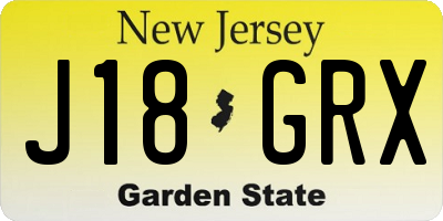 NJ license plate J18GRX