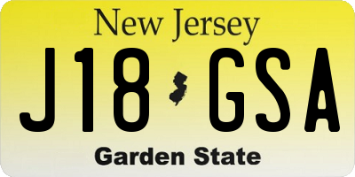 NJ license plate J18GSA