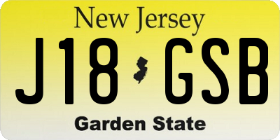 NJ license plate J18GSB
