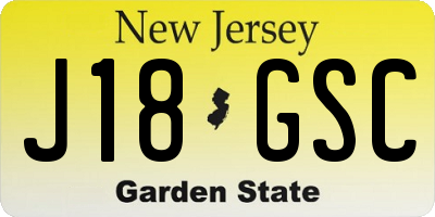 NJ license plate J18GSC