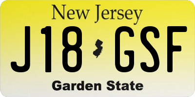 NJ license plate J18GSF