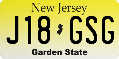 NJ license plate J18GSG