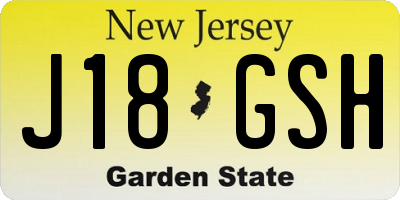 NJ license plate J18GSH