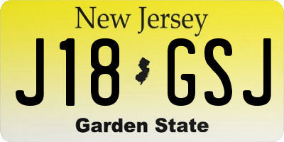 NJ license plate J18GSJ