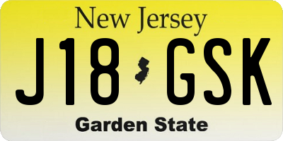 NJ license plate J18GSK