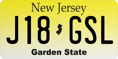 NJ license plate J18GSL