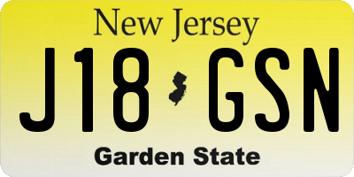 NJ license plate J18GSN