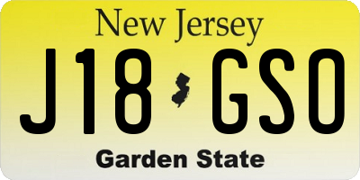 NJ license plate J18GSO