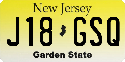 NJ license plate J18GSQ