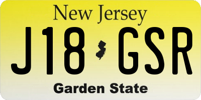 NJ license plate J18GSR