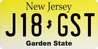 NJ license plate J18GST