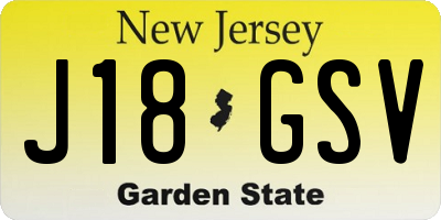 NJ license plate J18GSV