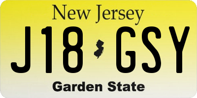 NJ license plate J18GSY
