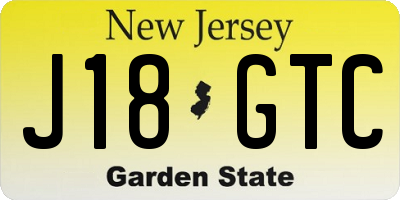 NJ license plate J18GTC