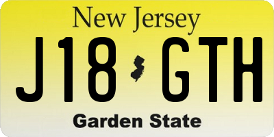NJ license plate J18GTH