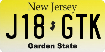 NJ license plate J18GTK
