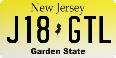 NJ license plate J18GTL