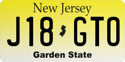 NJ license plate J18GTO