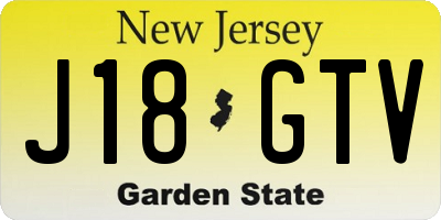 NJ license plate J18GTV