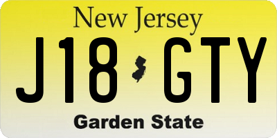NJ license plate J18GTY