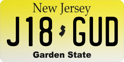 NJ license plate J18GUD