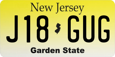 NJ license plate J18GUG