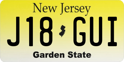 NJ license plate J18GUI