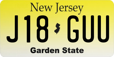 NJ license plate J18GUU
