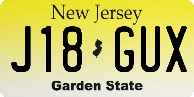 NJ license plate J18GUX