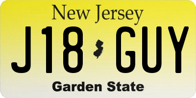 NJ license plate J18GUY