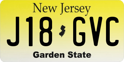 NJ license plate J18GVC