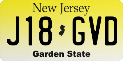 NJ license plate J18GVD