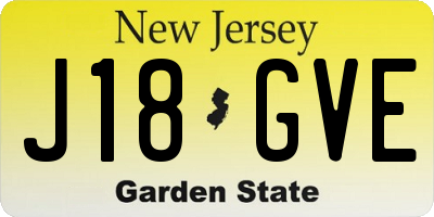 NJ license plate J18GVE