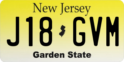 NJ license plate J18GVM