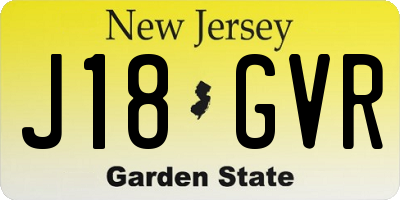 NJ license plate J18GVR