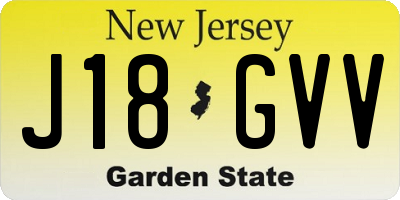 NJ license plate J18GVV