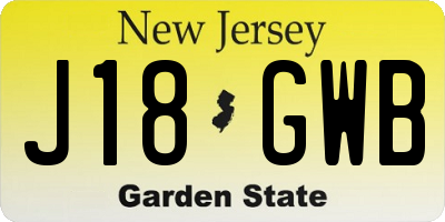 NJ license plate J18GWB