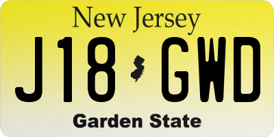 NJ license plate J18GWD