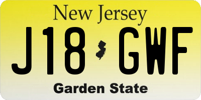 NJ license plate J18GWF