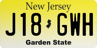 NJ license plate J18GWH